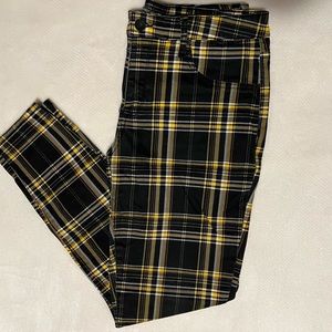 Plaid Women's Pants in Black and Yellow